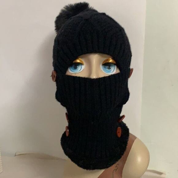 NWT POM POM FAUX FUR LINED BEANIE HATS FACE‎ & NECK COVERING main image 7